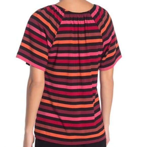 Catherine Malandrino Convertible Short Sleeve Top Sunset Stripe - Picture 2 of 8